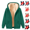 thumbnail image 1 of Ashirexll Hoodies for Women Winter Thick Warm Oversized Zip Up Loose Long Sleeve Solid Color Versatile Fleece Lined Jacket with Pockets Green L, 1 of 4