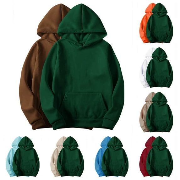 Ashirexll Hoodies for Women, Womens Hoodies Pullover, 2PC Ladies Plus Size Casual Solid Color Pocket Long Sleeve Drawstring Hooded Sweatshirts