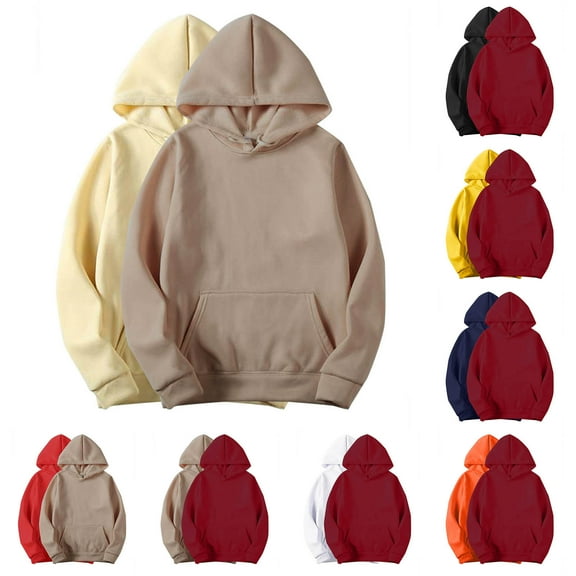 Ashirexll Hoodies for Women, Womens Hoodies Pullover, 2PC Solid Color Hoodies Ladies Casual Pocket Long Sleeve Drawstring Hooded Sweatshirts