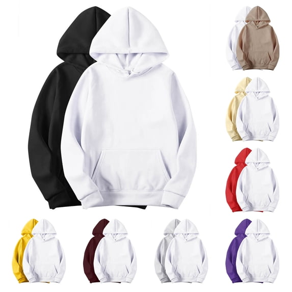 Ashirexll Hoodies for Women, Womens Hoodies Pullover, 2PC Solid Color Hoodies Ladies Casual Pocket Long Sleeve Drawstring Hooded Sweatshirts