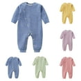 thumbnail image 1 of Ashirexll Infant Unisex Bodysuit Romper Warm Romper Keep Warm Button Solid Color Romper for Toddler Boys and Girls Soft for Cool and Daily Wear, 1 of 3