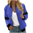 thumbnail image 1 of Ashirexll Jackets for Women Casual Fashion Solid Color Jacket Casual Coat Zip Up Lightweight Outerwear with Pockets Blue A XL, 1 of 5
