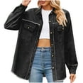 thumbnail image 1 of Ashirexll Jeans Jacket for Women Lapel Fall Long Sleeve Retro Short Denim Jackets Jean Coats Dark Gray M, 1 of 6