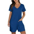 thumbnail image 1 of Ashirexll Jumpsuits for Women, Summer Casual Pocket Suspender Shorts Jumpsuit Strap Pants Blue B XXL, 1 of 7