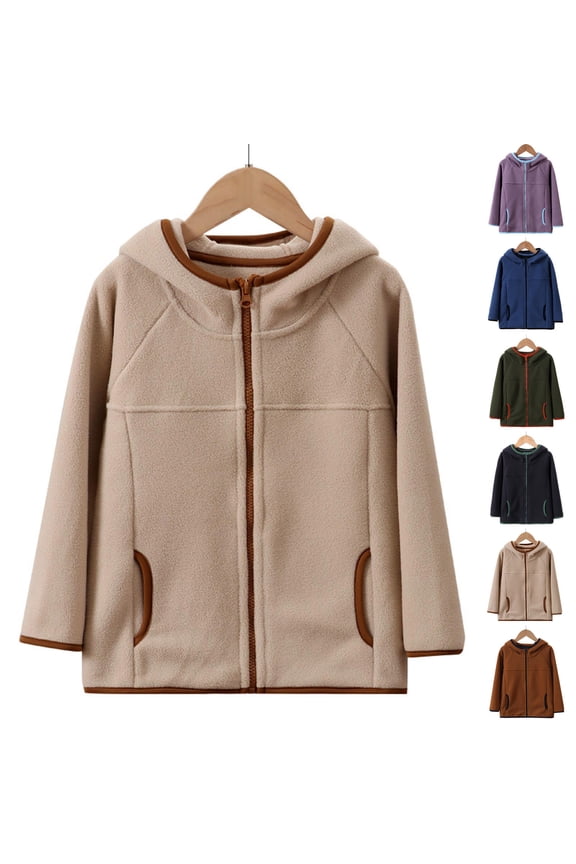 Kids Fleece Jacket for 3-16 Years Winter Thickened Windproof Stand Collar Long Sleeve Warm Casual Coat