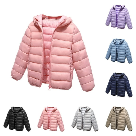 Ashirexll Kids Lightweight Hooded Down Jacket Zipper Long Sleeve Warm Puffer Casual Comfortable Coat Tops