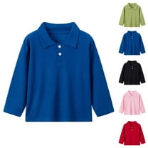 Ashirexll Kids Long Sleeve Tops Solid Color Turndown Collar Shirt for Fall Winter Boys and Girls Button up Shirts