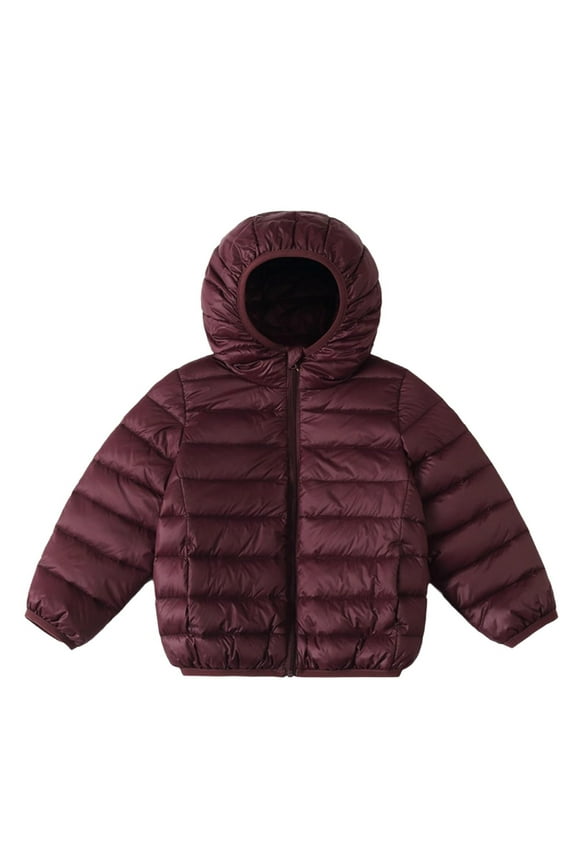 Kids Packable Hooded Puffer Jacket for 2-14 Years Lightweight Zipper Pocket with Storage Bag