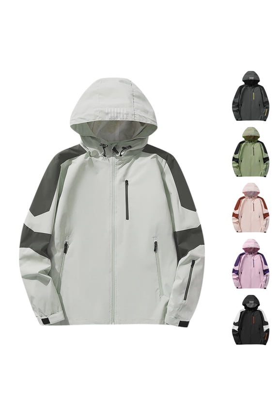 Kids Waterproof Windbreaker Jacket for 6-13 Years Solid Color Hood Long Sleeve Lightweight Outdoor Coat