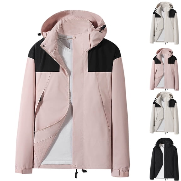 Ashirexll Kids Waterproof Windbreaker for 6-16 Years Detachable Hood Color Block School Jacket Winter Coat