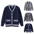 thumbnail image 1 of Ashirexll Knit Sweaters for Girls Trendy 1-10 Years Solid Color Round Neck Knit Cardigan Coat Fashion Casual Winter Tops, 1 of 6
