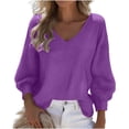 thumbnail image 1 of Ashirexll Ladies Tops and Blouses, Womens Casual Tops, V Neck Long Sleeve Solid T Shirt Blouse for Trendy Womens Fashion, 1 of 3