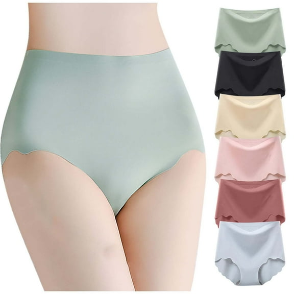 Ashirexll Ladies Underwear Panties, High Waisted Underwear for Women, Plus Size Mid High Waist Period Panties Leak Proof Triangle Breathable Seamless