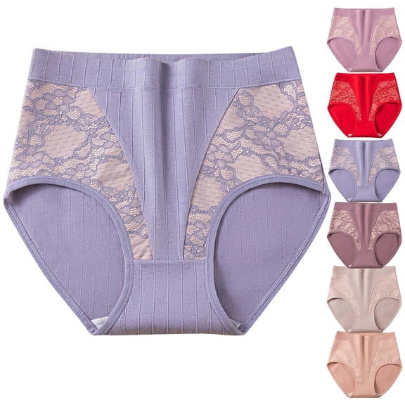 Ashirexll Ladies Underwear Panties, Plus Size Underwear for Women, High Waisted Breathable Lace Triangular Panties