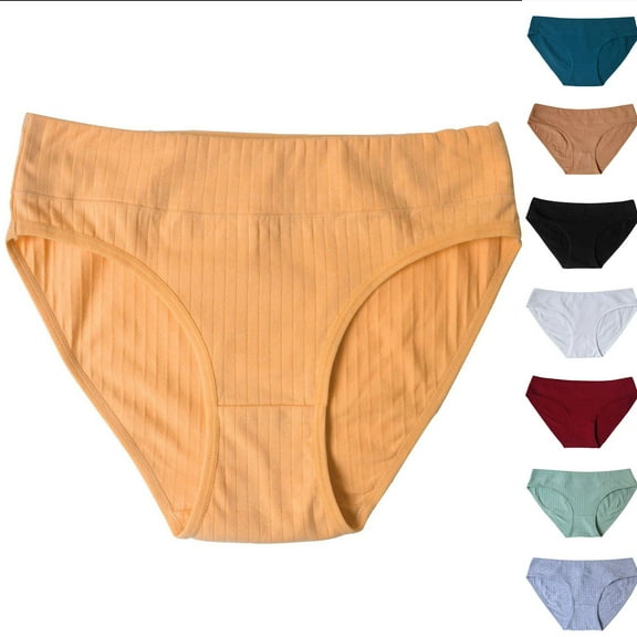 Ashirexll Ladies Underwear Panties, Plus Size Underwear for Women, Mid Waist Solid Color Breathable Underwear Briefs