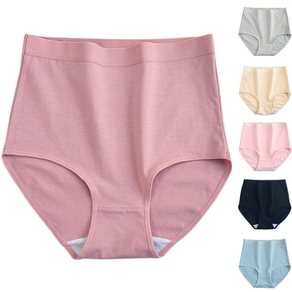 Ashirexll Ladies Underwear Panties, Plus Size Underwear for Women, Mid Waist Solid Color Breathable Underwear Briefs