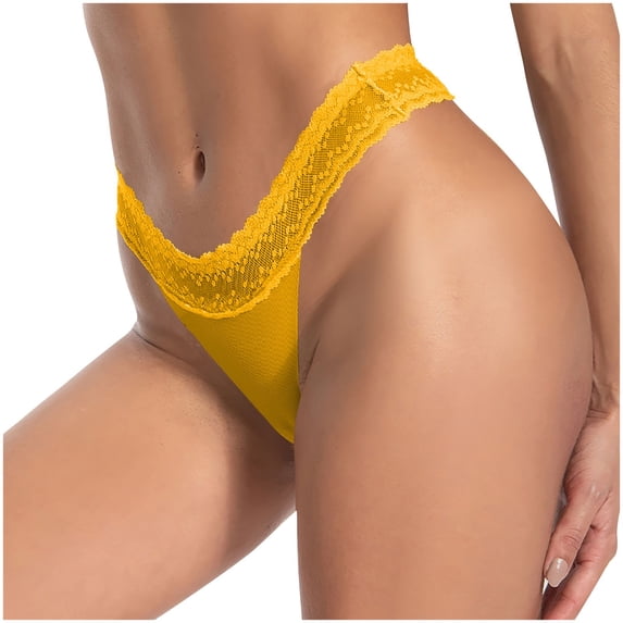 Ashirexll Ladies Underwear Panties, Plus Size Underwear for Women, Solid Color Lace Stretchy Ribbed Triangle Panties