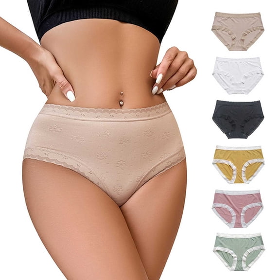 Ashirexll Ladies Underwear Panties, Plus Size Underwear for Women, Womens Lace Mid Rise Waist Hip Lift Body Shaping Breathable Panties