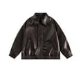 thumbnail image 1 of Ashirexll Leather Jacket Women Fall Winter Faux Leather Shacket Long Sleeve Zip Up Motorcycle Jacket Biker Coat Brown XXL, 1 of 3
