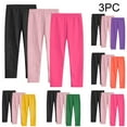 thumbnail image 1 of Ashirexll Leggings for Girls, Summer Pants, 3PC Solid Color Leggings for Girls 3-14Y Summer Casual Elastic Waist Long Pants, 1 of 7