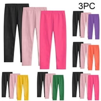 Ashirexll Leggings for Girls, Summer Pants, 3PC Solid Color Leggings for Girls 3-14Y Summer Casual Elastic Waist Long Pants