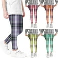 thumbnail image 1 of Ashirexll Leggings for Girls, Summer Pants, Girls Fashion Plaid Pants High Waist Stretchy Soft Kids Summer Leggings for Outer Wearing, 1 of 5