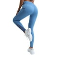 thumbnail image 1 of Ashirexll Leggings for Women Fashion Solid Color High Waisted Pocket Mesh Splicing Breathable Casual Sports Plus Size Yoga Pants Blue XS, 1 of 4
