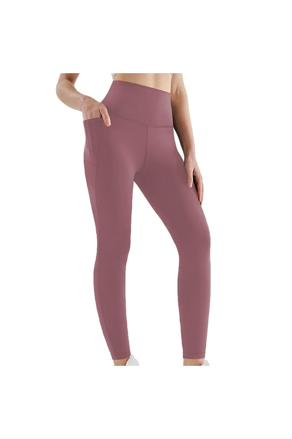Leggings with Pockets for Women, High Waisted Leggings Lifting Pants Bubble Hip Exercise Yoga Pants Pink S