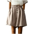 thumbnail image 1 of Ashirexll Linen Casual Classic Fit Casual Summer Elastic Waist Comfy Shorts with Pocket Coffee M, 1 of 7