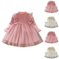 thumbnail image 1 of Ashirexll Little Girl Dresses, Girls Long Sleeve Dress, 1-6Y Toddler Kids Long Sleeve Round Neck Ruffle Dress Cute Mesh Princess Dress, 1 of 7
