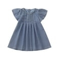 thumbnail image 1 of Ashirexll Little Girl Dresses, Girls Summer Dress, 3-8Y Children Short Sleeve Turndown Collar Dress Summer Casual Shirt Dress Pleated Lace Bowknot, 1 of 7