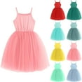 thumbnail image 1 of Ashirexll Little Girl Dresses, Girls Summer Dress, 9M-8Y Fashion Children Solid Color Sleeveless Mesh Dress Summer Casual Slip Dress, 1 of 6
