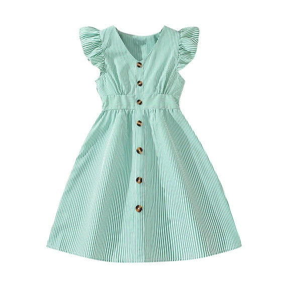 Ashirexll Little Girl Dresses Summer Dress Fashion Casual Short Sleeve Round Neck Cute Princess Bowknot Skirt