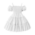 thumbnail image 1 of Ashirexll Little Girl Dresses Summer Dress Fashion Casual Sleeveless Ruffled Lace Round Neck Embroidery Mesh Princess Bowknot Pleated Dress, 1 of 7