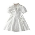 thumbnail image 1 of Ashirexll Little Girl Dresses Summer Dress Fashion Casual Solid Color Camisole With Stylish White Flower Bud Hem Skirt, 1 of 7
