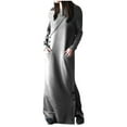 thumbnail image 1 of Ashirexll Long Sleeve Maxi Dress, Winter Dress for Women, Womens Fashion Winter Warm Color Round Neck Long Sleeve Pocket Dress for Fall Casual Elegant Outfit, 1 of 6
