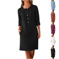 thumbnail image 1 of Ashirexll Long Sleeve Mini Dress, Womens Fall Dresses, Women's Fashion Round Neck Long Sleeve Dresses Solid Color Mid-Length Dress, 1 of 5