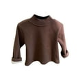 thumbnail image 1 of Ashirexll Long Sleeve Shirts Winter Tops for Girls 1-10 Years Solid Color Velvet Fashion Casual Warm Round Neck Long Sleeve Top for Kids, 1 of 3