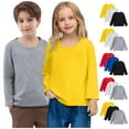 thumbnail image 1 of Ashirexll Long Sleeve Shirts Winter Tops for Girls 1-11 Years Solid Color Fashion Casual Soft Round Neck Long Sleeve 3 Piece Set for Toddler Boys, 1 of 7