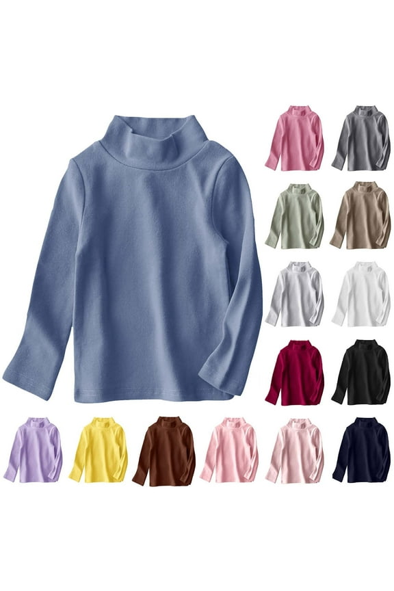 Long Sleeve Shirts for Girls, Fall Tops, Fashion Boys and Girls Half High Neck Long Sleeve Shirts Winter and Fall Clothes