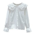 thumbnail image 1 of Ashirexll Long Sleeve Shirts for Girls, Fall Tops, Girls Long Sleeve Shirts Cute Casual Button Shirt Fall and Winter White Top, 1 of 7