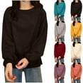 thumbnail image 1 of Ashirexll Long Sleeve Shirts for Winter Tops for Casual Round Neck Solid Color Loose Fitting Pullover Shirt Top, 1 of 4