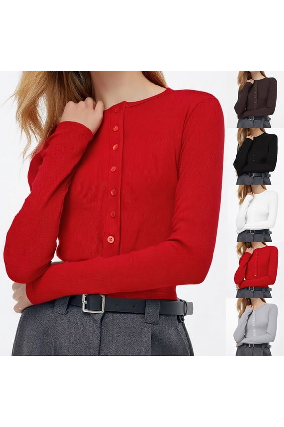 Long Sleeve Shirts for Winter Tops for Patchwork Printed Round Neck Casual Loose Fitting Knit Tee Shirt