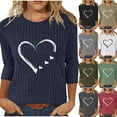 thumbnail image 1 of Ashirexll Long Sleeve Shirts for Women Winter Tops Printed Hooded Round Neck 3/4 Sleeve Casual Fall Blouse, 1 of 6