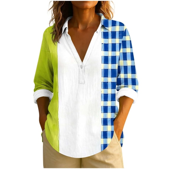 Ashirexll Long Sleeve Shirts for Women Winter Tops Printed Turn Down Collar Button Long Sleeve Casual Top