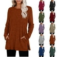 thumbnail image 1 of Ashirexll Long Sleeve Shirts for Women Winter Tops Solid Color Round Neck Short Sleeve Casual Shirt Top Blouse, 1 of 5