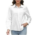 thumbnail image 1 of Ashirexll Long Sleeve Shirts for Women, Winter Tops for Women, Ladies' Solid Color Blouses Long Sleeve T-Shirt Turndown Collar Button Tops, 1 of 4