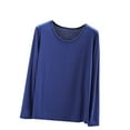thumbnail image 1 of Ashirexll Long Sleeve Undershirt for Women Soft Casual Round Neck Solid Color Base Layer Women Cold Weather Comfort Thermal Shirts for Women Navy XL, 1 of 6