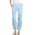 thumbnail image 1 of Ashirexll Lounge Pants Women, Solid Color Fashionable and Comfortable Drawstring Straight Wide Leg Casual Pants with Pockets Blue XXL, 1 of 7