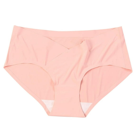 Ashirexll Maternity Underwear V-Shaped Low-Waisted Belly Support Solid Color Traceless Ice Silk Comfortable Maternity Panties Watermelon Red M